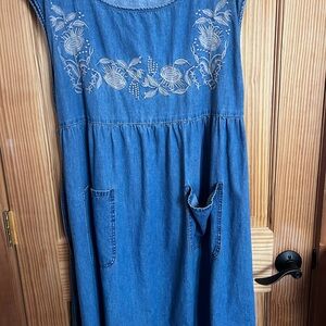 April Cornell Blue Embroidered Dress